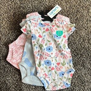 Carter's Blue and Pink Bodysuits with Whimsical Prints
